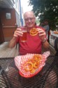 Livingston likes his onion rings and beer